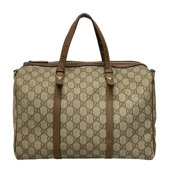 Auth GUCCI Nice 322231 Beige Dark Brown PVC Leather Handbag - Picture 1 of 7
